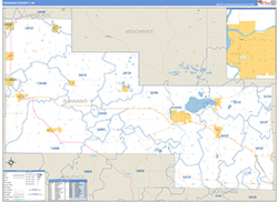 Shawano County, WI Wall Map Zip Code Basic Style 2026