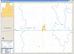 Sherman County, KS Wall Map Zip Code Basic Style 2026