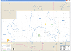 Slope County, ND Wall Map Zip Code Basic Style 2026