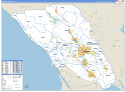 Sonoma County Wall Map Basic Style 2026