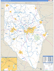 Spartanburg County, SC Wall Map Zip Code Basic Style 2026