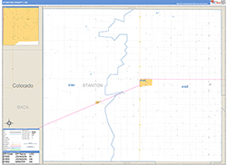Stanton County, KS Wall Map Zip Code Basic Style 2026