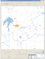 Stephens County, TX Wall Map Zip Code Basic Style 2026