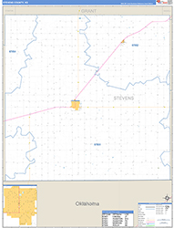 Stevens County, KS Wall Map Zip Code Basic Style 2026
