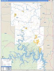 Stone County, MO Wall Map Zip Code Basic Style 2026