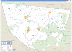 Sullivan County, PA Wall Map Zip Code Basic Style 2026