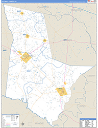 Tattnall County, GA Wall Map Zip Code Basic Style 2026