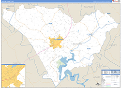 Taylor County, KY Wall Map Zip Code Basic Style 2026