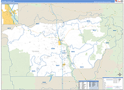 Tehama County, CA Wall Map Zip Code Basic Style 2026
