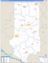 Trempealeau County, WI Wall Map Zip Code Basic Style 2026