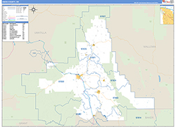 Union County, OR Wall Map Zip Code Basic Style 2026