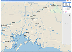 Valdez-CordovaBorough (County), AK Wall Map Zip Code Basic Style 2026