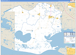 VermilionParish (County), LA Wall Map Zip Code Basic Style 2026
