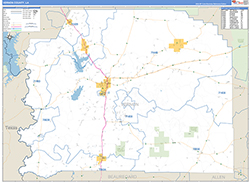 VernonParish (County), LA Wall Map Zip Code Basic Style 2026