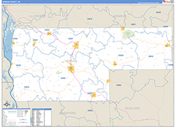 Vernon County, WI Wall Map Zip Code Basic Style 2026