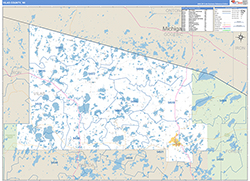 Vilas County, WI Wall Map Zip Code Basic Style 2026