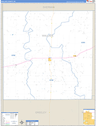 Wallace County, KS Wall Map Zip Code Basic Style 2026