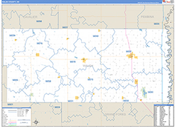 Walsh County, ND Wall Map Zip Code Basic Style 2026