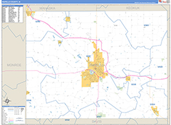 Wapello County, IA Wall Map Zip Code Basic Style 2026