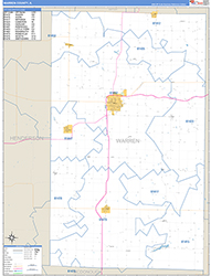 Warren County, IL Wall Map Zip Code Basic Style 2026