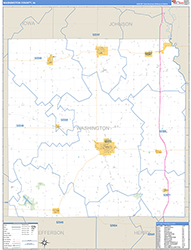 Washington County, IA Wall Map Zip Code Basic Style 2026