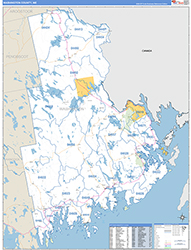 Washington County, ME Wall Map Zip Code Basic Style 2026