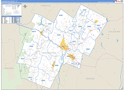 Washington County, VT Wall Map Zip Code Basic Style 2026