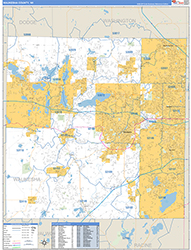 Waukesha County Wall Map Basic Style 2026