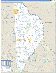 Wayne County, PA Wall Map Zip Code Basic Style 2026