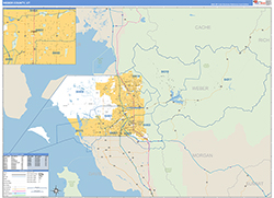 Weber County, UT Wall Map Zip Code Basic Style 2026