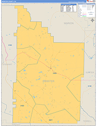 Webster County, GA Wall Map Zip Code Basic Style 2026