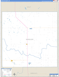 Wheeler County, NE Wall Map Zip Code Basic Style 2026