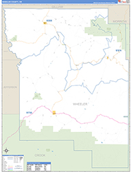 Wheeler County, OR Wall Map Zip Code Basic Style 2026