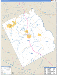 Wilkinson County, GA Wall Map Zip Code Basic Style 2026