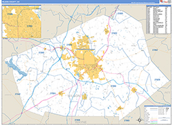 Wilson County, NC Wall Map Zip Code Basic Style 2026