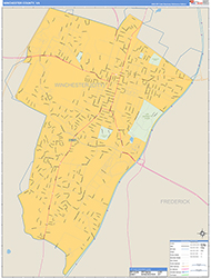 Winchester County, VA Wall Map Zip Code Basic Style 2026