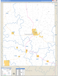 Winneshiek County, IA Wall Map Zip Code Basic Style 2026