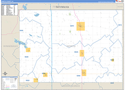 Worth County, IA Wall Map Zip Code Basic Style 2026