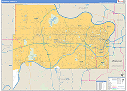 Wyandotte County, KS Wall Map Zip Code Basic Style 2026