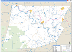 Wyoming County, PA Wall Map Zip Code Basic Style 2026