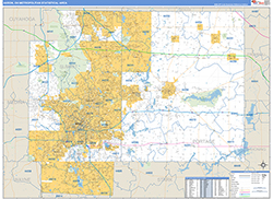 Akron Metro Area Wall Map Basic Style 2026
