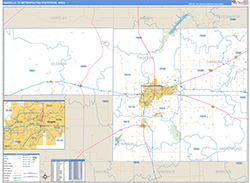 Amarillo Metro Area Wall Map Basic Style 2026
