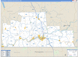 Binghamton Metro Area Wall Map Basic Style 2026