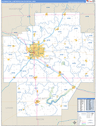 Bloomington Metro Area Wall Map Basic Style 2026