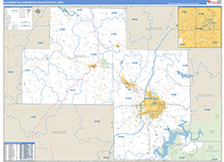Bloomington Metro Area Wall Map Basic Style 2026