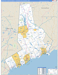 Bridgeport-Stamford-Danbury Metro Area Wall Map Basic Style 2026