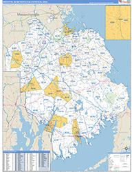 Brockton Metro Area Wall Map Basic Style 2026