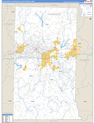 Burlington Metro Area Wall Map Basic Style 2026