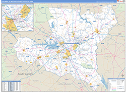 Columbia Metro Area Wall Map Basic Style 2026