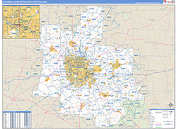 Columbus Metro Area Wall Map Basic Style 2026